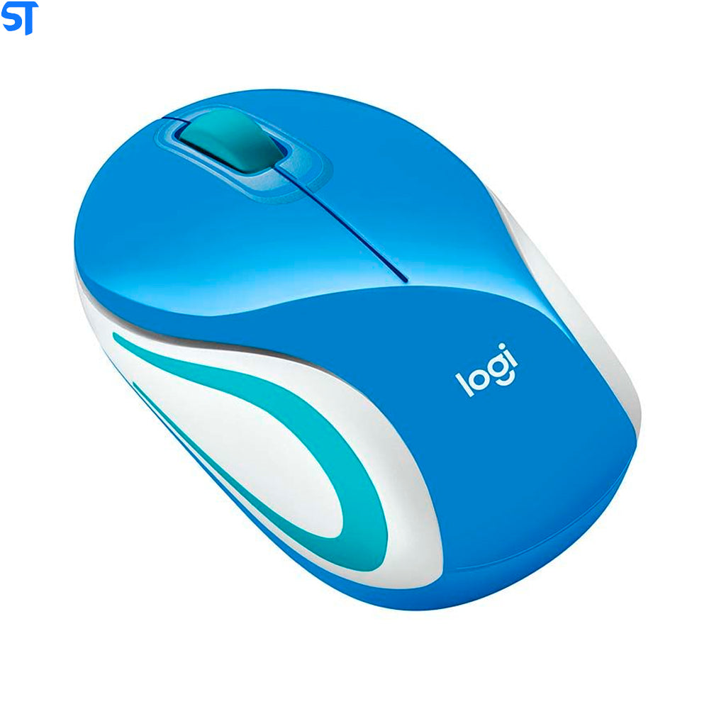 Mini Mouse Sem Fio Logitech M187 Com Receptor Conexão USB e Pilha Inclusa - Azul